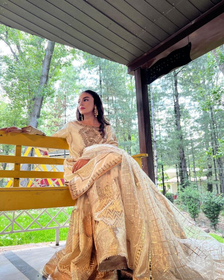 Mehar Bano looks captivating as a bride adorned in a pearl-white ...